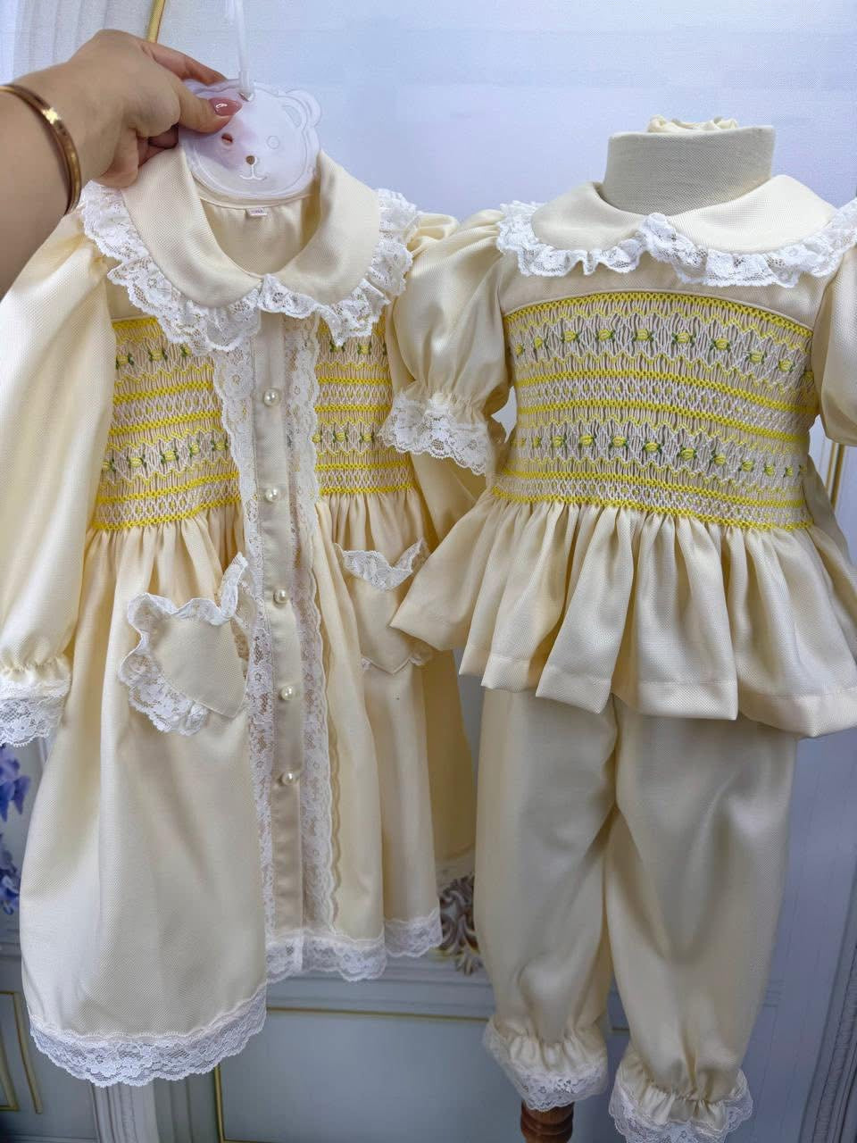 Lemon smocked pjs set