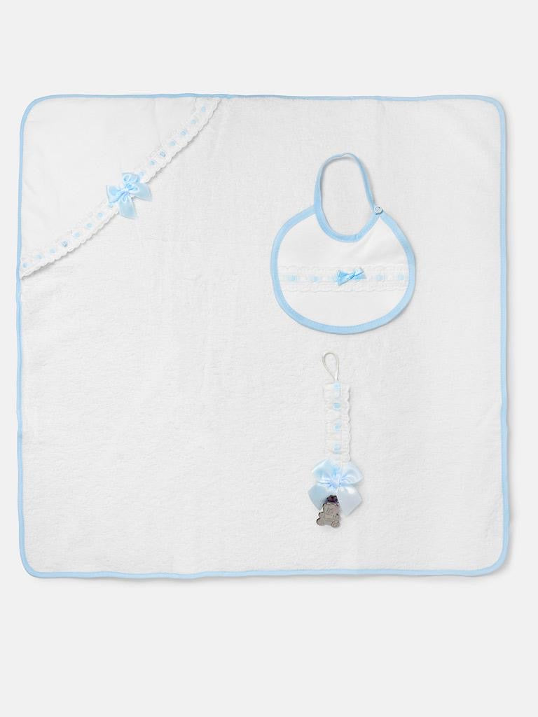 Blue Bath Set - Towel , Bib And Dummy Clip