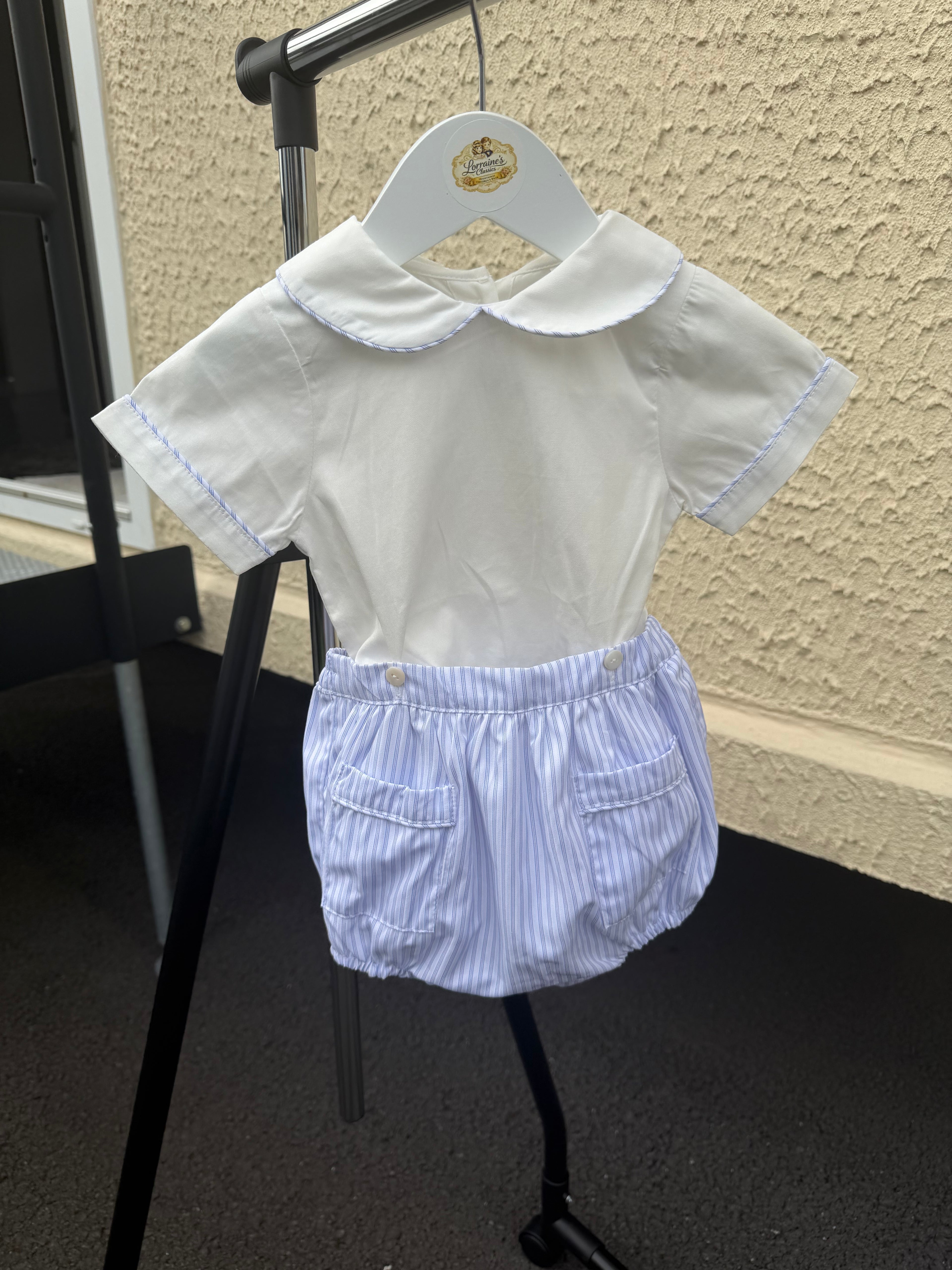 Boys Romper Blue Stripe