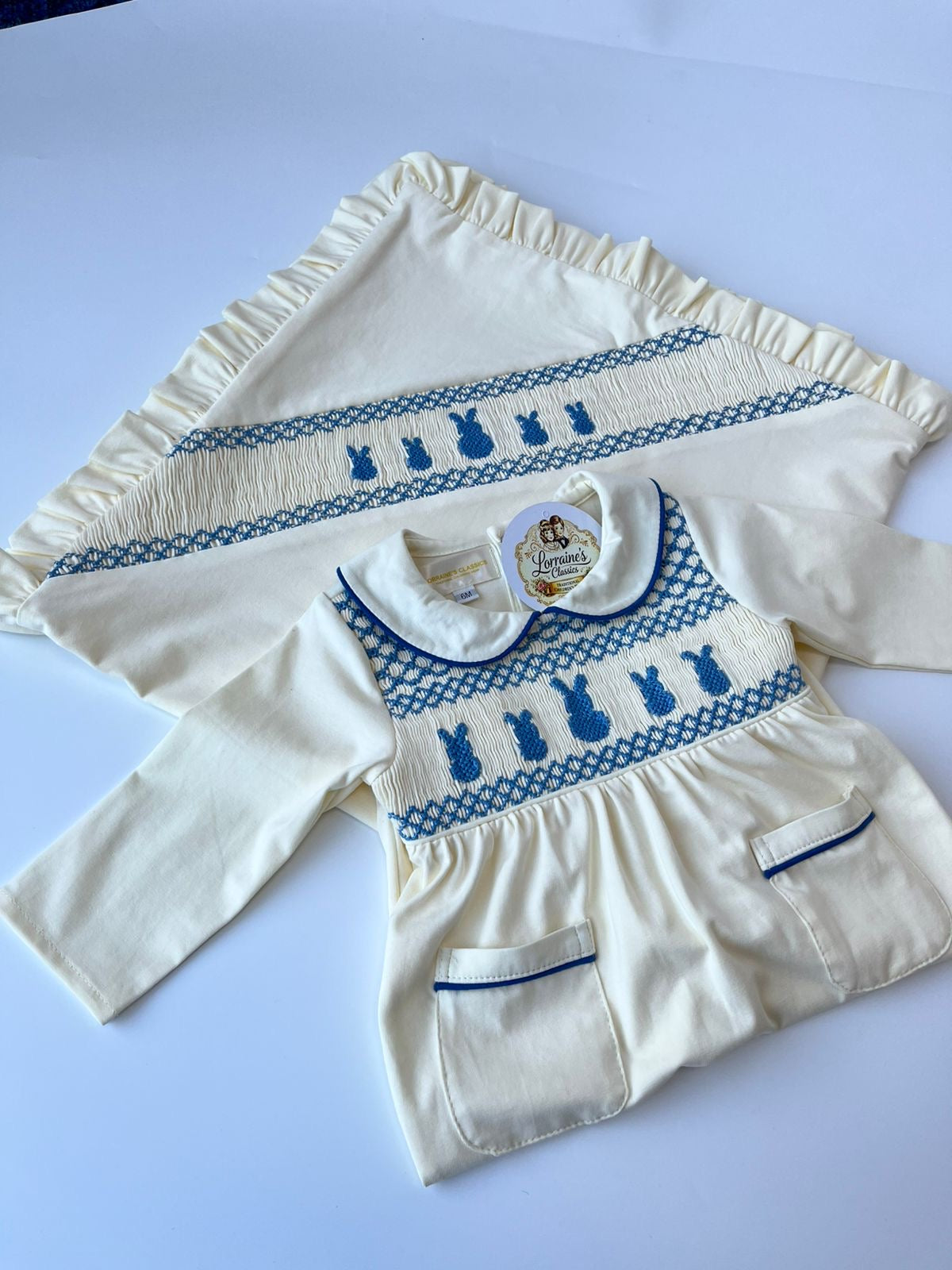 Cream & Blue Bunny set