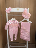 Pink smocked Babygrow set