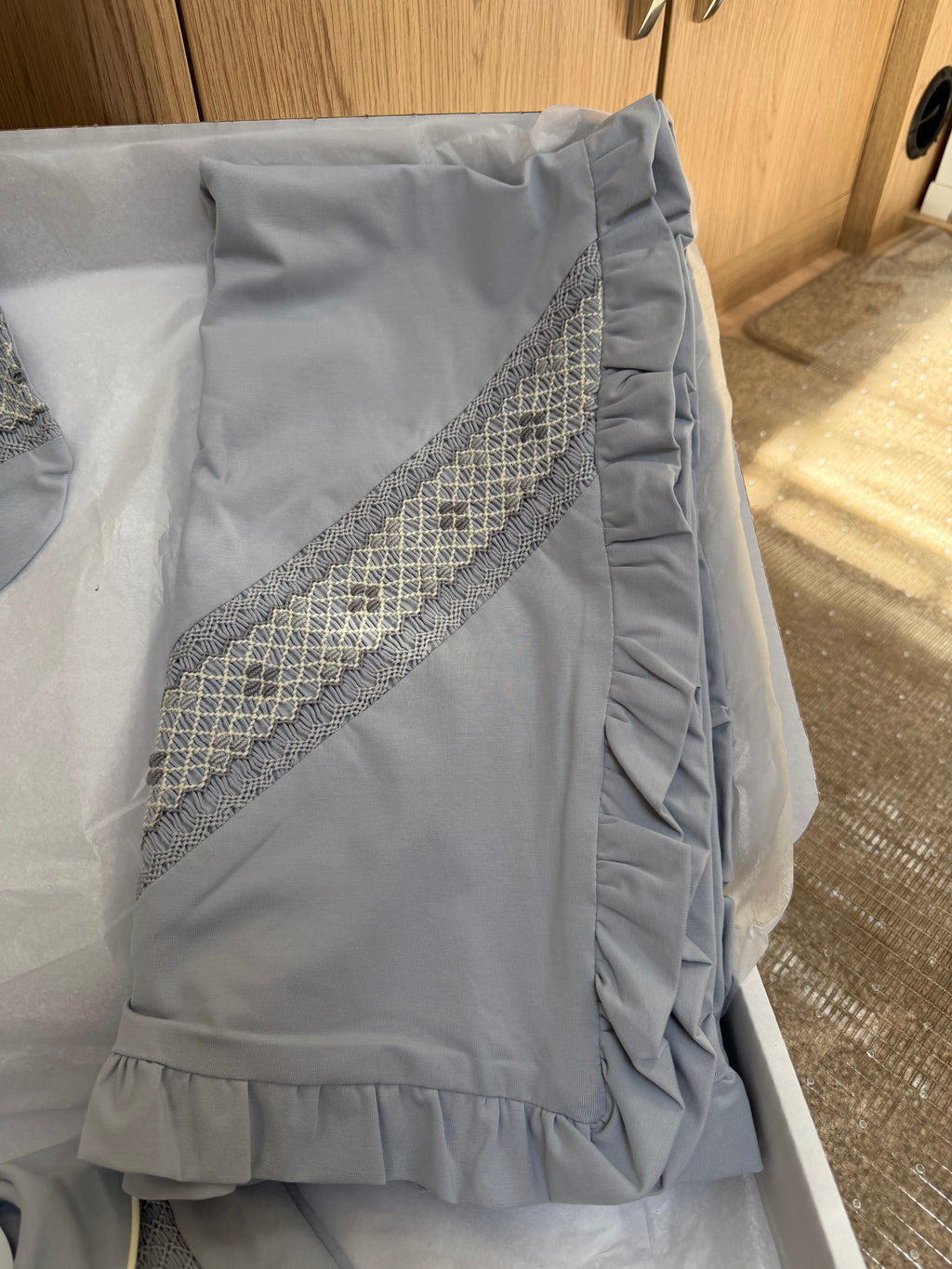 Grey smocked Babygrow set