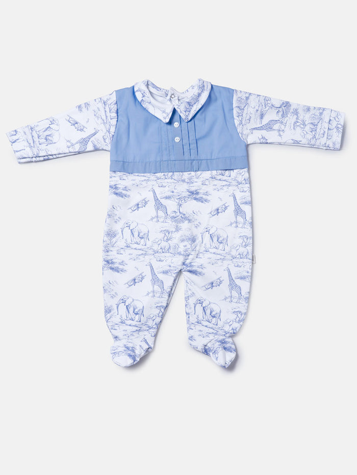 Blue safari print Babygrow