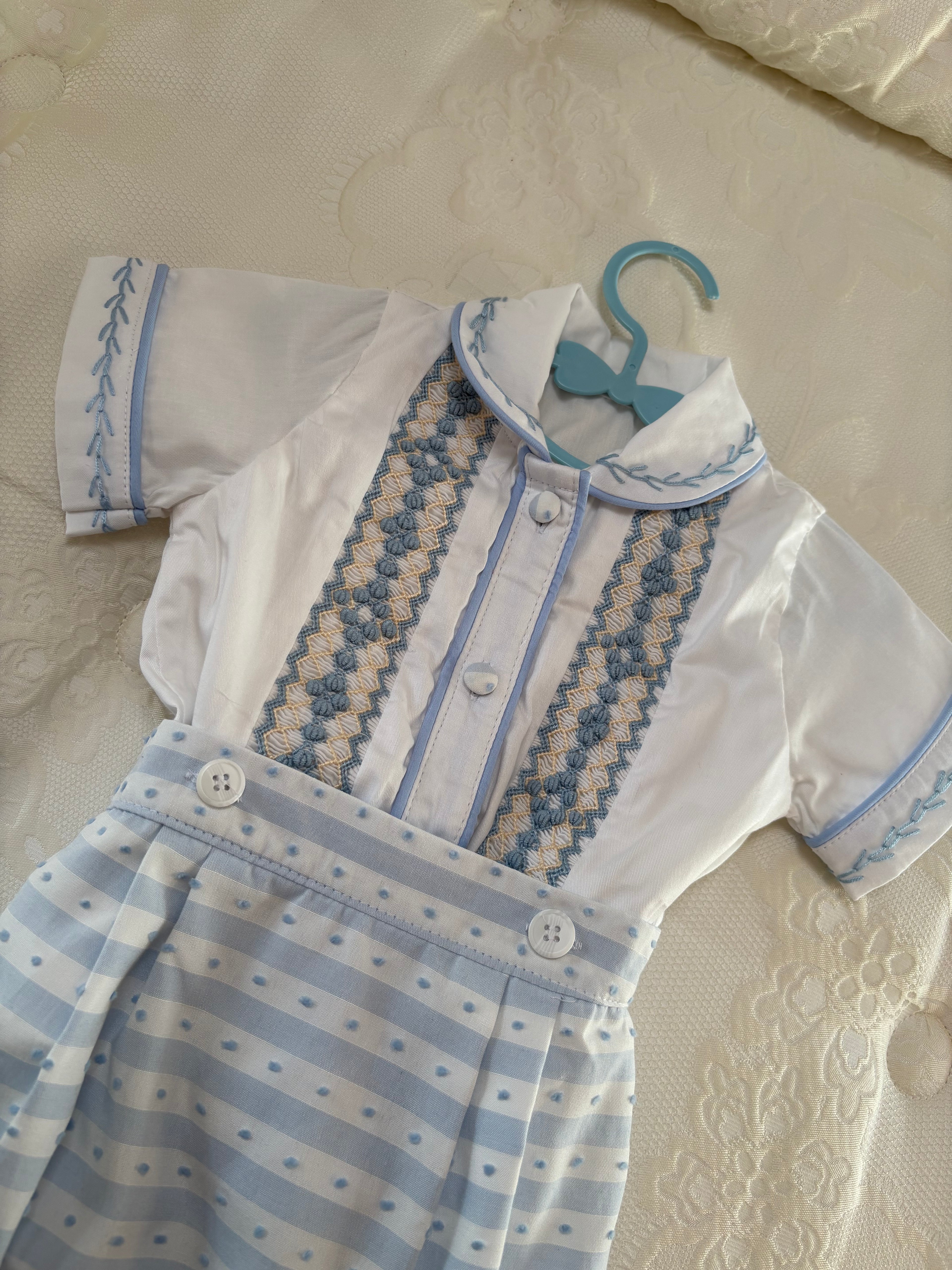 Blue Swiss Dot Romper