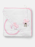 Pink Bath Set - towel , bib and Dummy clip