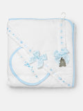 Blue Bath Set - Towel , Bib And Dummy Clip