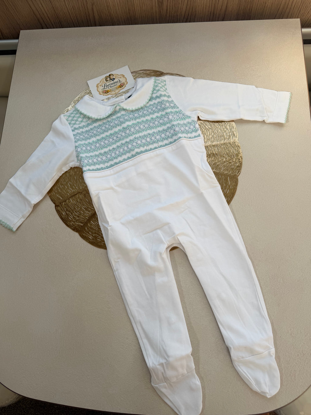 Boys smocked Babygrow