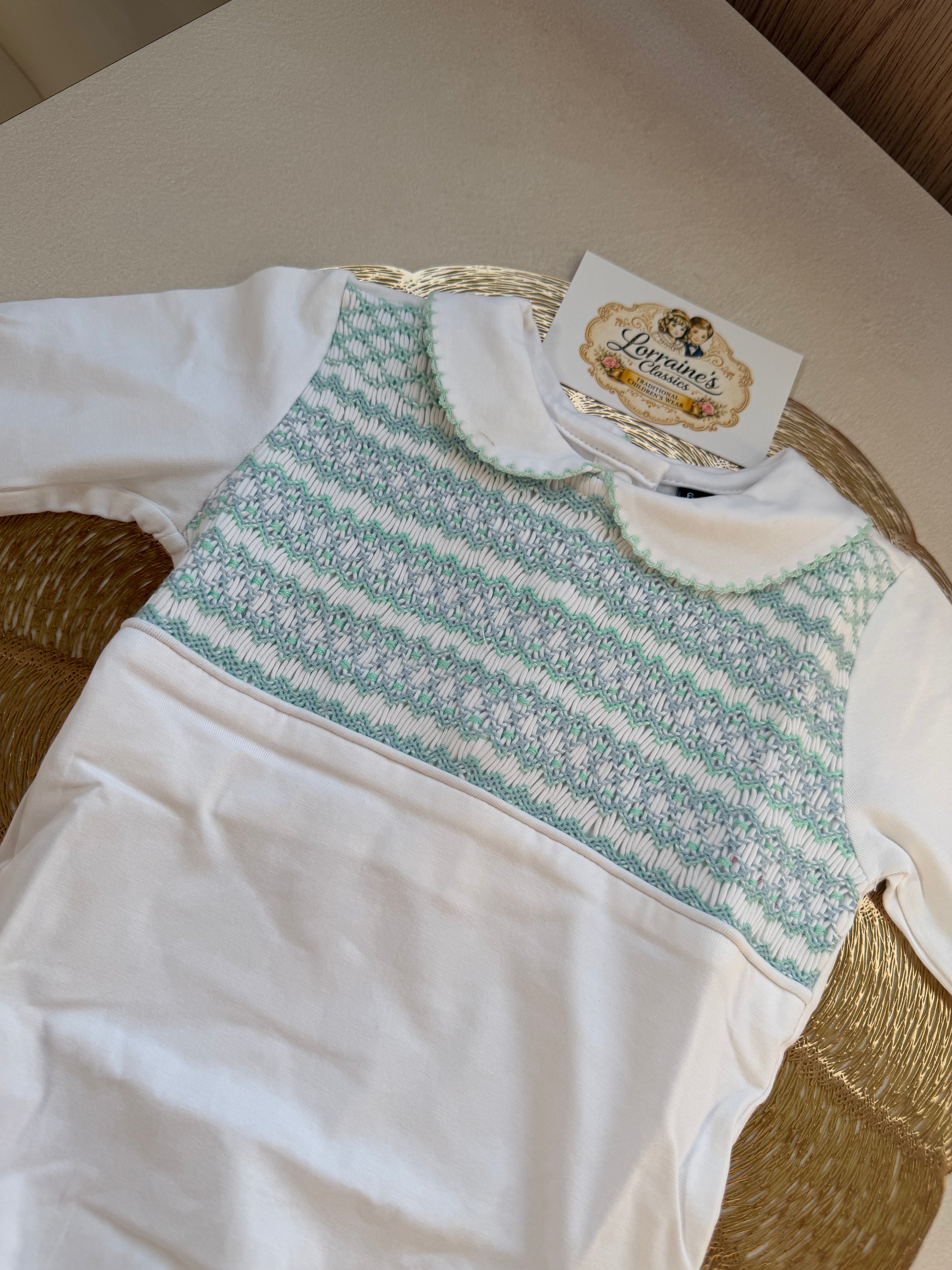 Boys smocked Babygrow